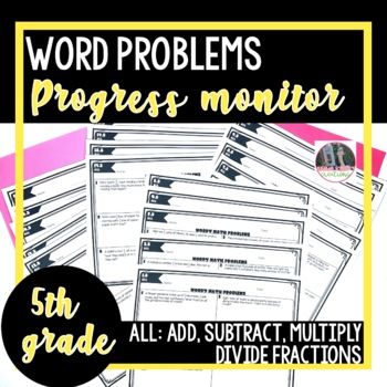 Preview of 5th grade Math Word Problem Solving Worksheets Progress Monitoring Assessments