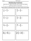 5th grade Multiplying Fraction Quiz