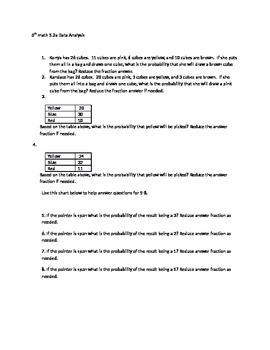 Preview of 5th grade OK math 5.2a Data Analysis Probability, CC 6spA.2, 7SPC8.A, 5MDB.2