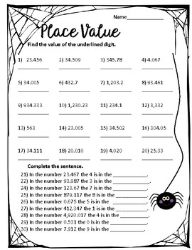 Preview of 5th grade Place value Worksheets