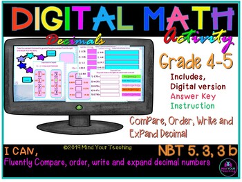 Preview of 5th grade READ, WRITE, COMPARE and EXPAND DECIMALS DIGITAL ACTIVITY