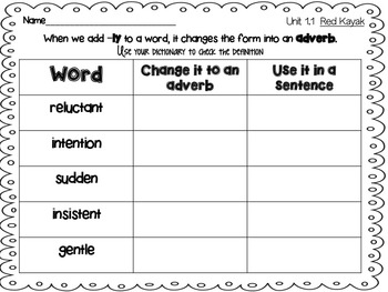 5th grade Reading Street: Unit 1 week 1: Red Kayak Vocabulary by