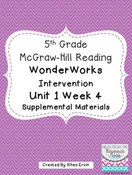Preview of 5th grade Reading Supplement for WonderWorks 2014- Unit 1 Week 4