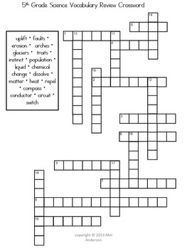 5th grade science review crossword by missy mel tpt