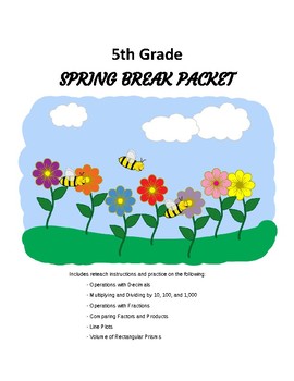 Preview of 5th Grade Math Spring Break / Reteach Packet