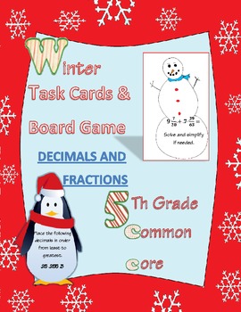 Preview of fractions & decimals task cards & board game