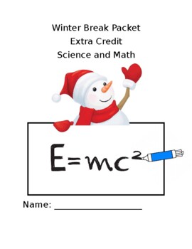 Preview of 5th grade math/science winter break extra credit packet (Christmas break)