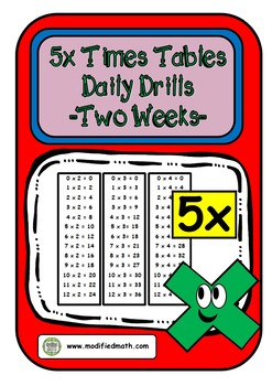 Preview of 5x Times Table Daily Drills