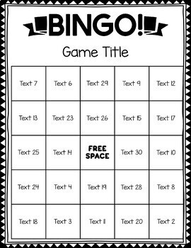 5x5 Bingo Template Editable | Bingo Template | Blank Bingo Board and Cards