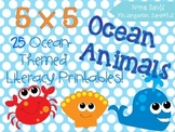 5x5 Ocean Animals Literacy Printables
