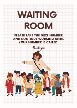 Preview of 5x7 waiting room sign for students, clothing pin waiting room sign