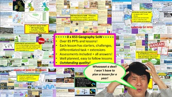 Preview of 5xSoW KS3 GEOGRAPHY RESOURCES! 50+ lessons! Rivers, rainforests, biomes, weather