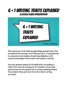 Preview of 6 + 1 Writing Traits: a slides presentation for the classroom