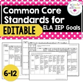 6-12 Common Core Standards Supporting IEP Goals for ELA {Editable}