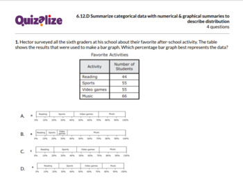 6 12 D Summarize Categorical Data With Nu 6th Grade Math Teks Print Scan