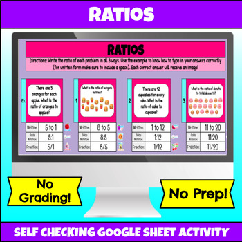 Preview of 6.4C: Ratios- Self Checking Activity