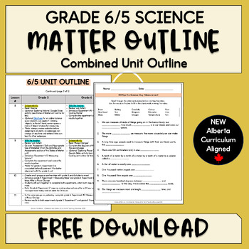 Preview of 6/5 Combined MATTER Unit Outline - NEW Alberta Curriculum - Grade 6 & Grade 5