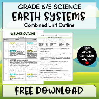 Preview of 6/5 EARTH SYSTEMS Unit Outline - NEW Alberta Curriculum - Grade 5 & 6 Science