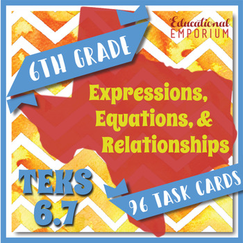 Preview of TEKS 6.7 Task Cards ⭐ Expressions, Equations, & Relationships ⭐ STAAR Math