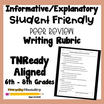 Preview of 6-8 Grade Informational/Explanatory Writing Rubric - Peer Review - TNReady