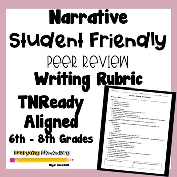 Preview of 6-8 Grade Narrative Writing Rubric - Peer Review - TNReady Aligned