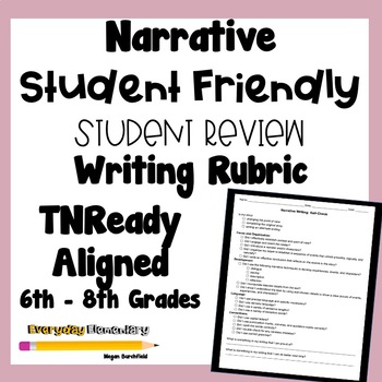 Preview of 6-8 Grade Narrative Writing Rubric - Student Checklist - TNReady Aligned
