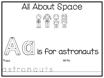 6 Astronauts Preschool Trace the Word and Color Worksheets and Activity