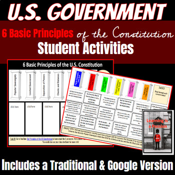 Preview of U.S. Government | 6 Basic Principles of the Constitution | Student Activity