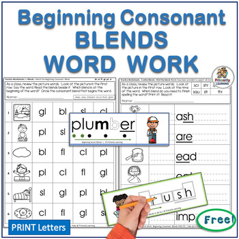 Preview of 6 Beginning Blends Activities & Beginning Consonant Blends Worksheets FREE