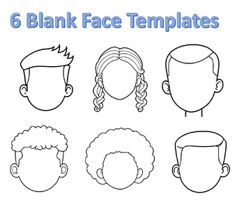 Preview of 6 Blank Faces Clip Art Kids Set - 4K Quality - Limited Time Offer