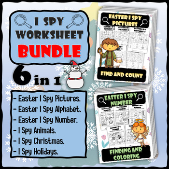 Preview of 6 Bundle of I Spy books for Kids Coloring Scissor Activity Skill Workbook