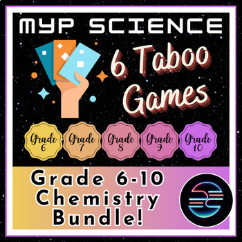 Preview of 6 Chemistry Taboo Review Games Bundle - Grade 6-10 MYP Middle School Science