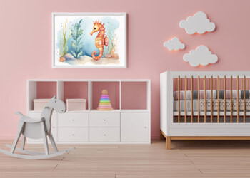 Preview of 6 Children's Watercolor Poster with Marine Animals - Wall art (Sizes A1 to A7)