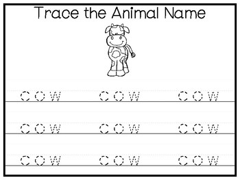 6 Cow-My Favorite Animal Preschool Trace and Color Worksheets. by All