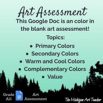 Preview of 6 Different Color Assessments - Quiz - Elements Of Art - Color