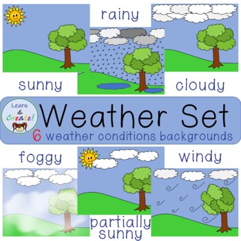 6 Different Weather Conditions Backgrounds FREEBIE by Learn and Create