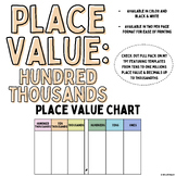 6-Digit Place Value Template || Up to Hundred Thousands ||