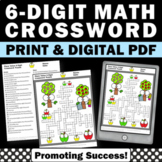 6 Digit Place Value Review Worksheet 4th 5th Grade Math Crossword Puzzle Digital