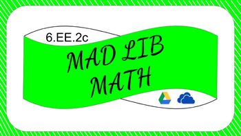 Preview of 6.EE.2c Digital Mad Lib Math Activity (Evaluate Expressions)