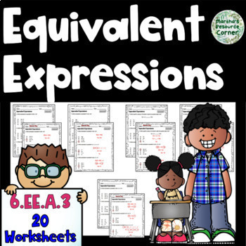 Preview of 6.EE.A.3 Equivalent Expressions Worksheets