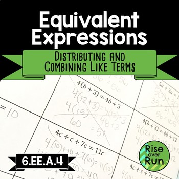 Preview of Equivalent Expressions, Distributive Property and Combining Like Terms