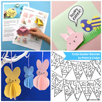 Preview of 6 Easter Crafts & Activities - Peeps Decorations, Greeting Cards,Banners,Origami