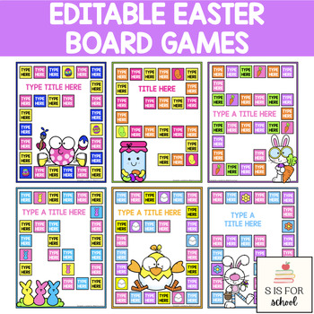 Preview of 6 Editable Easter Board Games for Any Subject {Personal Use}
