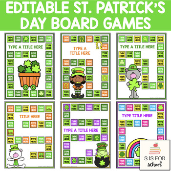 Preview of 6 Editable St. Patrick's Day Board Games for Any Subject {Personal Use}