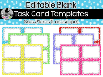 Preview of 6 Editable Task Card Templates Snowflakes (Landscape) PowerPoint