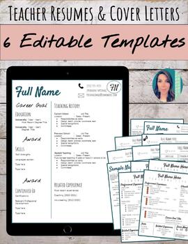 Preview of 6 Editable Teacher Resume & Matching Cover Letters Templates on Google Slides