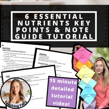 Preview of 6 Essential Nutrients Key Points & Note Guide Tutorial BUNDLE [FACS, FCS]