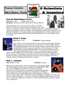 Preview of 6 Famous African American Scientists & Inventors (article / Black History Month)