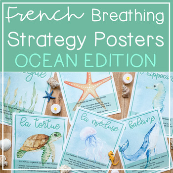 Preview of FREE 6 French Breathing Posters OCEAN EDITION // Create calm in the classroom