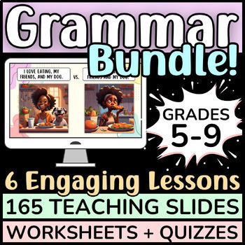 Preview of 6 Fun Grammar Lessons! (165 Engaging Teaching Slides + Worksheets + 3 Quizzes)